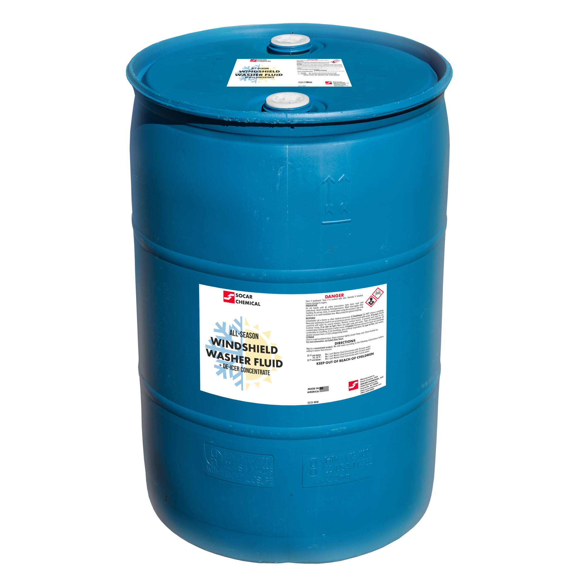 SOCAR Windshield Washer Fluid Concentrate - 55 Gal. Makes 500 Gal., All-Season, Model# SCO-WW-55